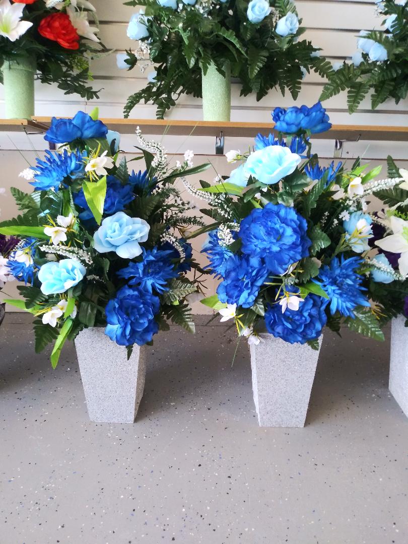 blue dark and light flowers